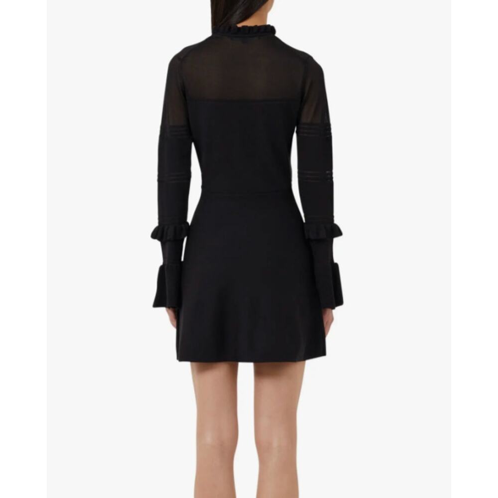 French Connection Lindsey Sheer Yoke Long Sleeve Sweater Dress Black Size M - Picture 3 of 12